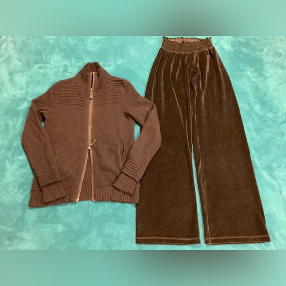 Juicy Couture Smocked Pants 22 x 31 Magaschoni Cashmere Zip Up - Picture 3 of 14